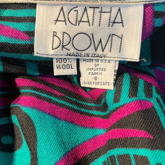 Vintage ‘Agatha Brown’ Italian Wool Vibrant Tribal Print Maxi Skirt Size 4 - Picture 8 of 11